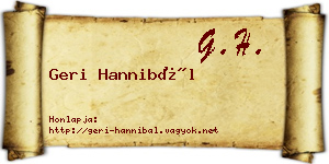 Geri Hannibál névjegykártya